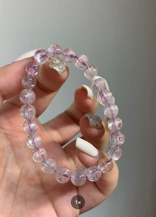 高品冰種拉絲紫鋰輝 8mm