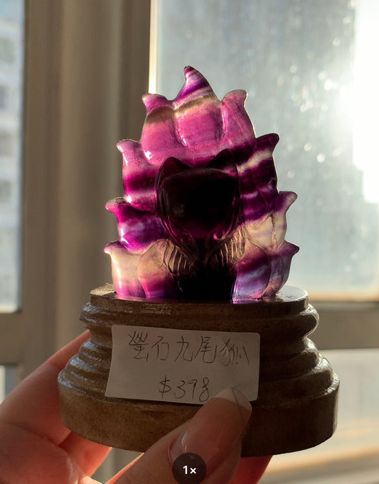 Fluorite nine-tailed fox ornament