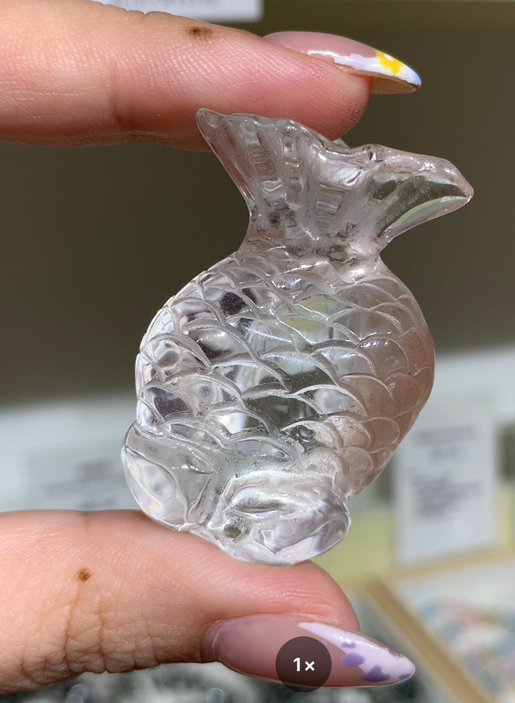 白水晶共生紅兔毛金魚