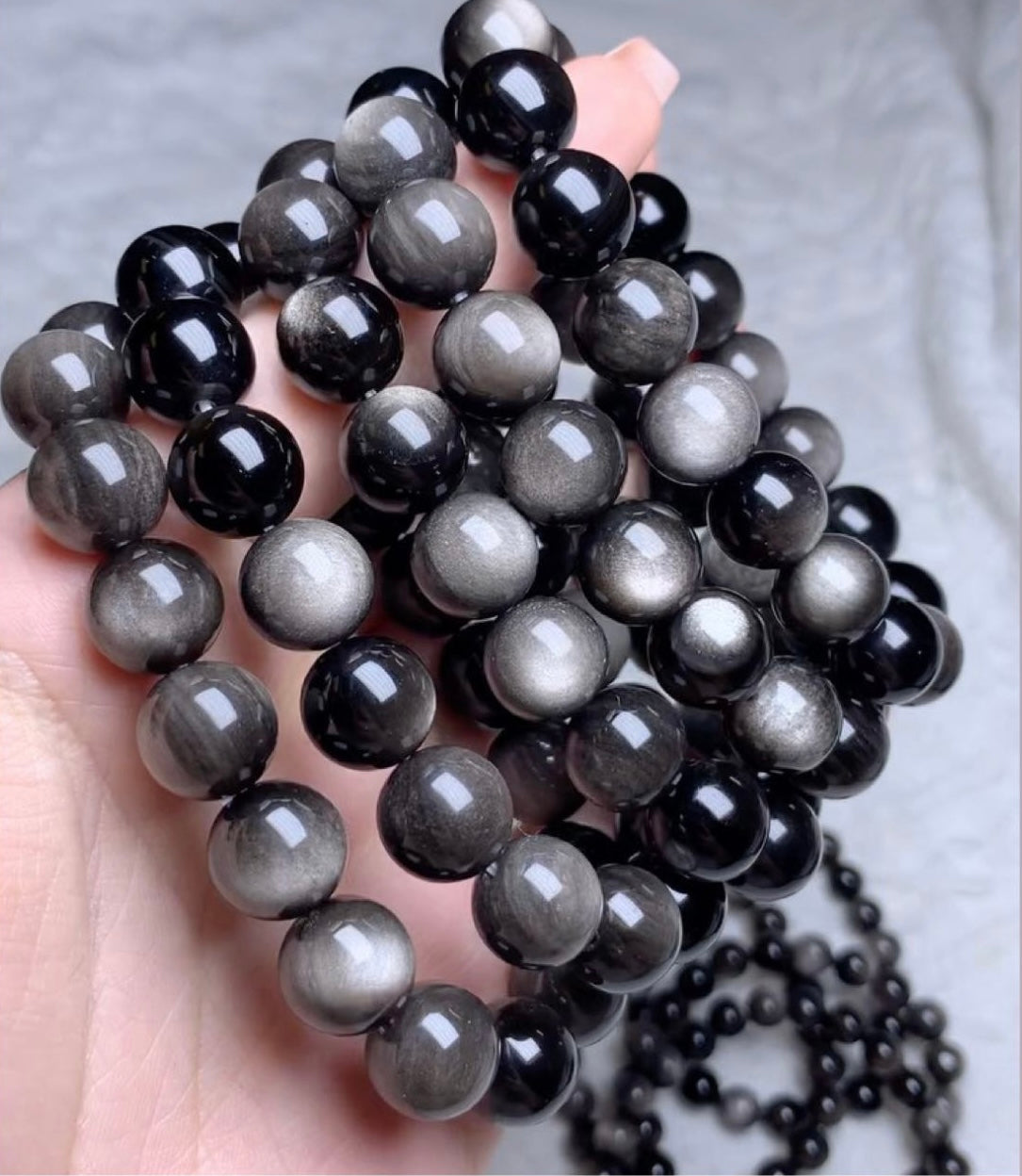 Silver obsidian 8mm-12.5mm