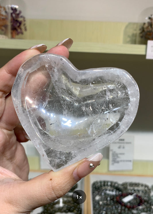 高品白水晶心心碗 #1